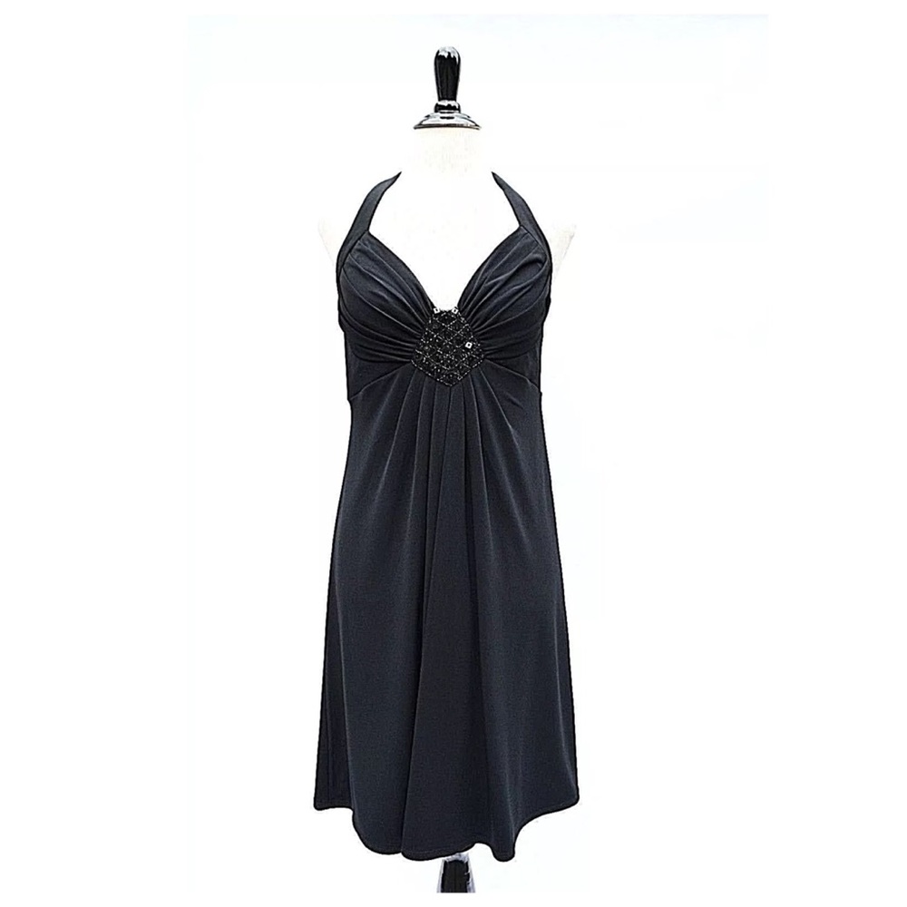 WHBM Sequins Beads Halter Empire Knit DRESS 6 S